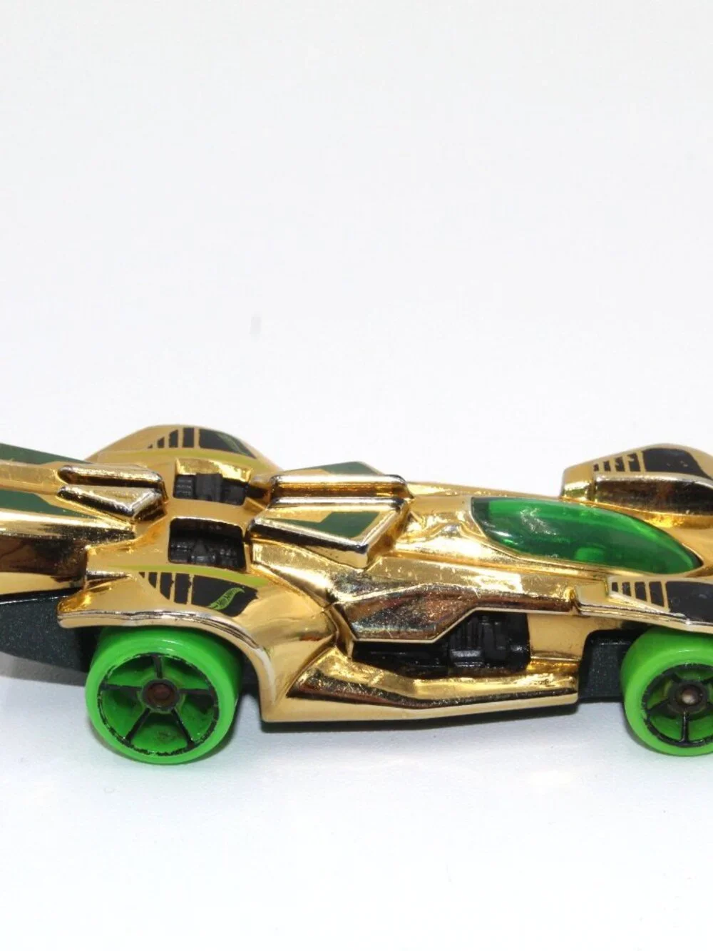 2014 Hot Wheels Rev Rod Gold Chrome & Neon Green 1:64 Die-Cast Sports Car